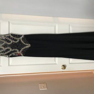 Black beaded prom dress